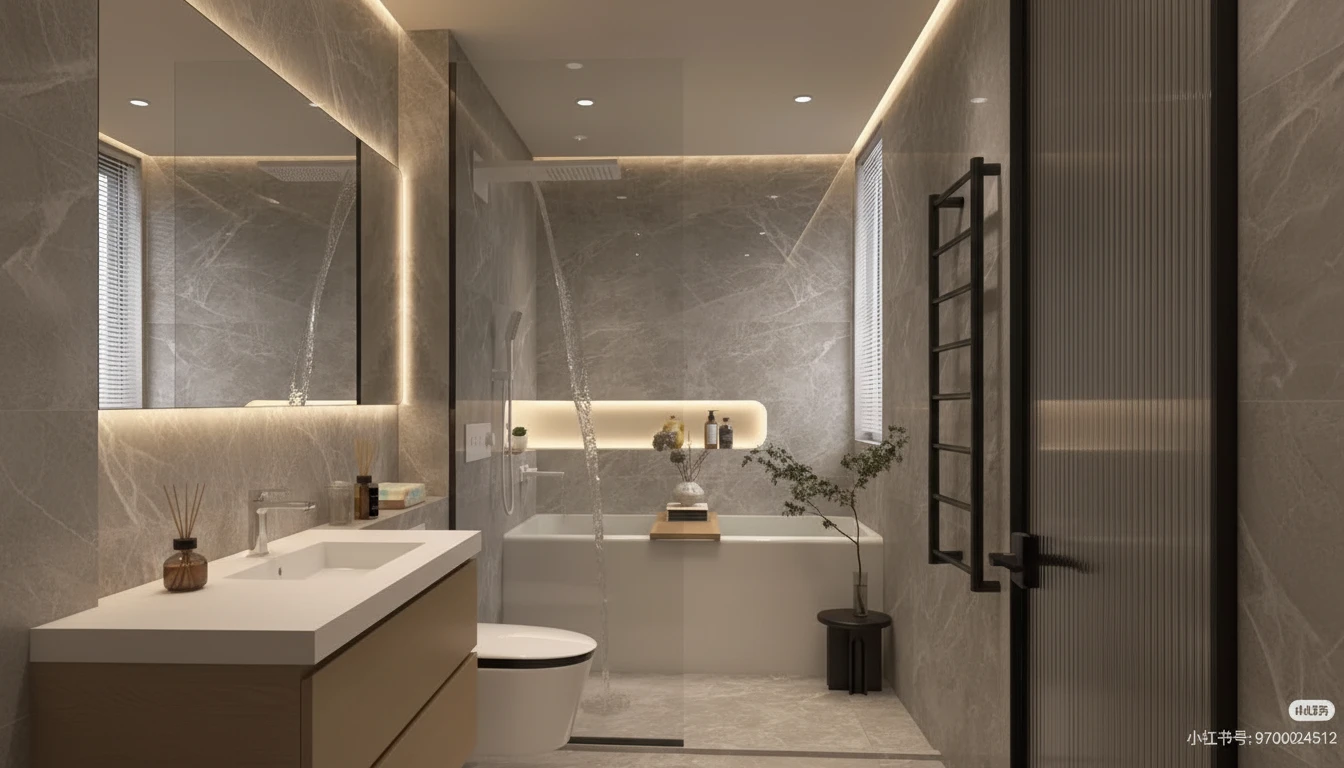 GlowNest LED lighting in a modern Indian bathroom