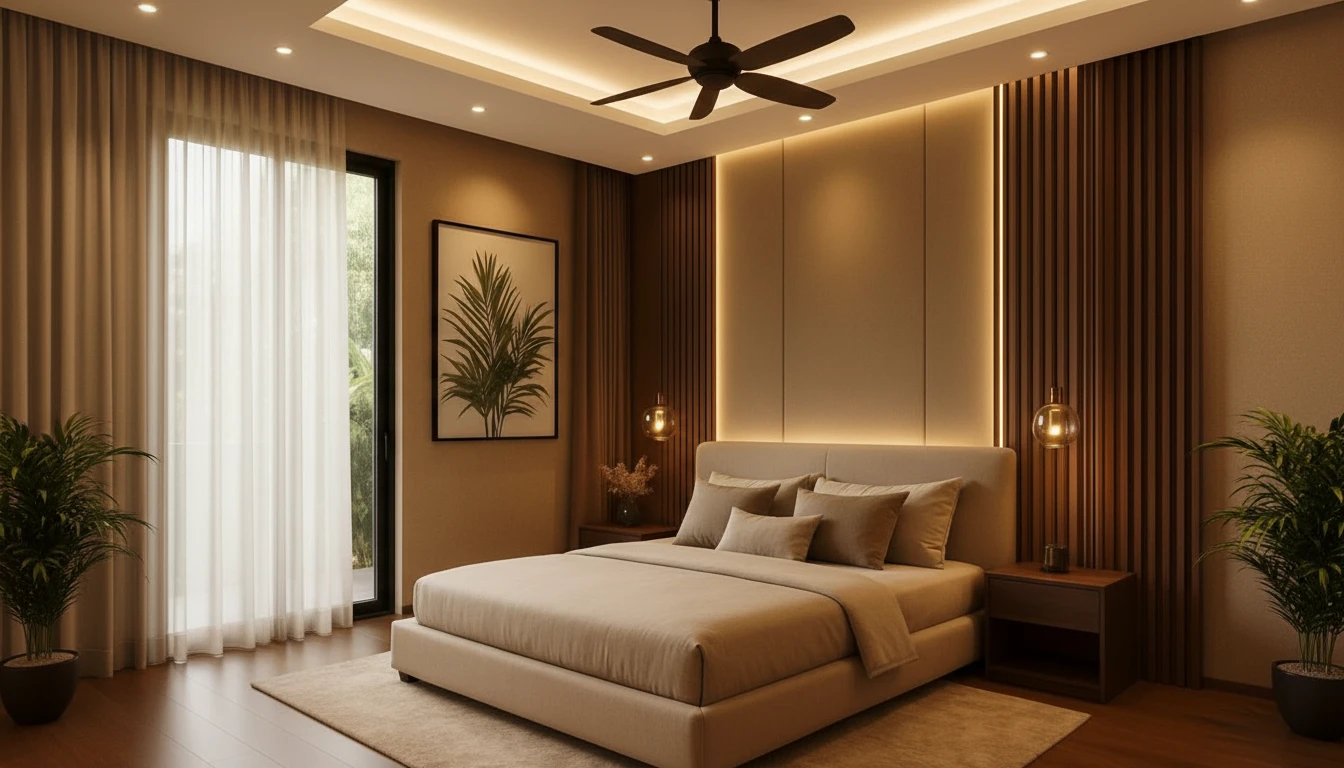 GlowNest warm lighting in a modern Indian bedroom